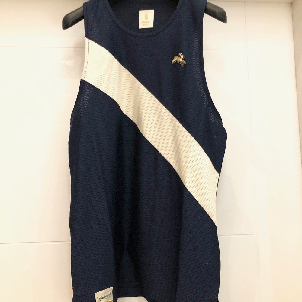 Tracksmith Van Cortlandt Singlet - Size S - Navy/Ivory